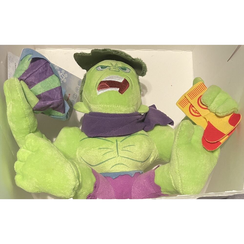 Marvel Disney Holiday Hulk Plush Doll with Iron Man Stockings 9" x 13" NWT